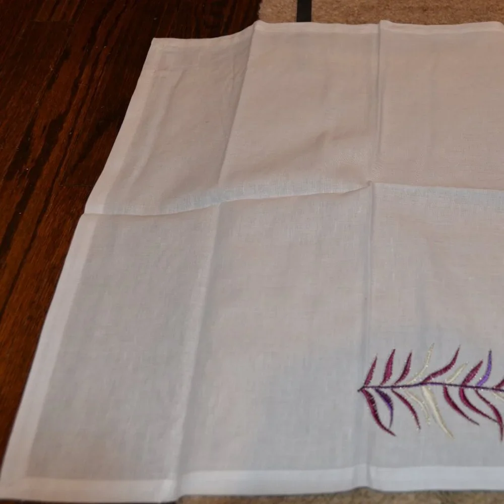 RARE SET KIM SEYBERT LIVING 4 PURPLE EMBROIDERED FEATHER 21